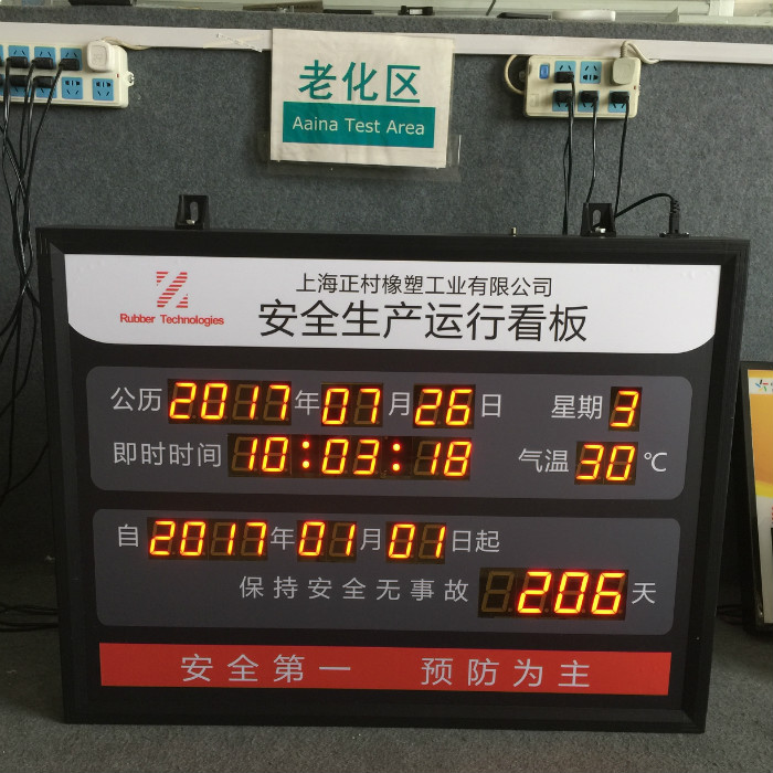 上海正村橡塑工業(yè)有限公司安全生產運行看板